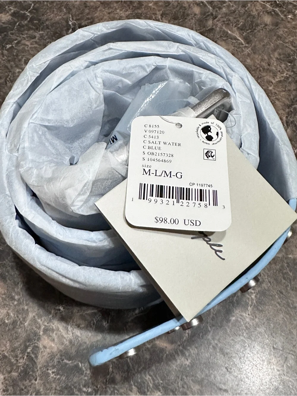 NWT Free People Hex Hip Belt in Salt Water